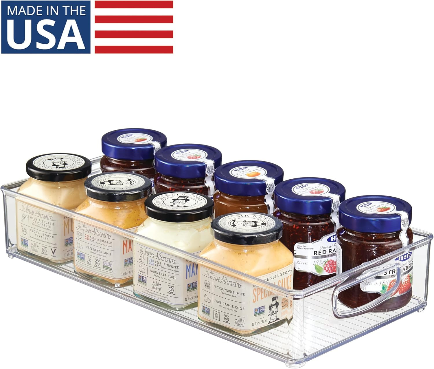 Stackable Clear Plastic Extra Long Pantry Organizers and Cabinet Storage Bins fo