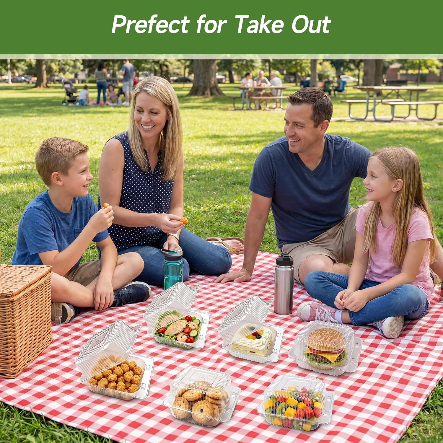 100 Pack Extra Heavy Duty Clear Plastic Clamshell Takeout Containers, Premium Di