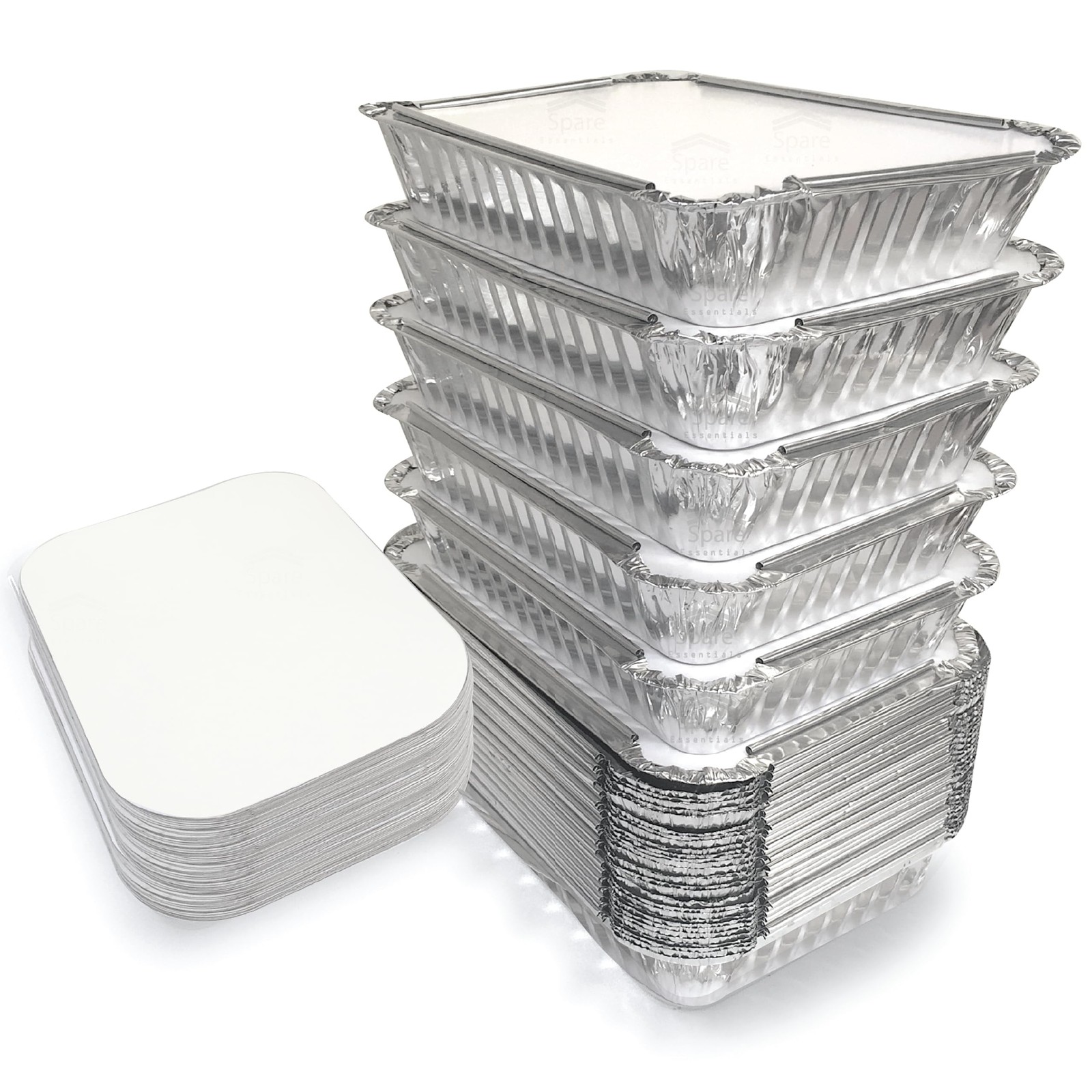 55 Pack – 2.25 LB To Go Aluminum Containers with Lids – Heat Proof Foil Tins …