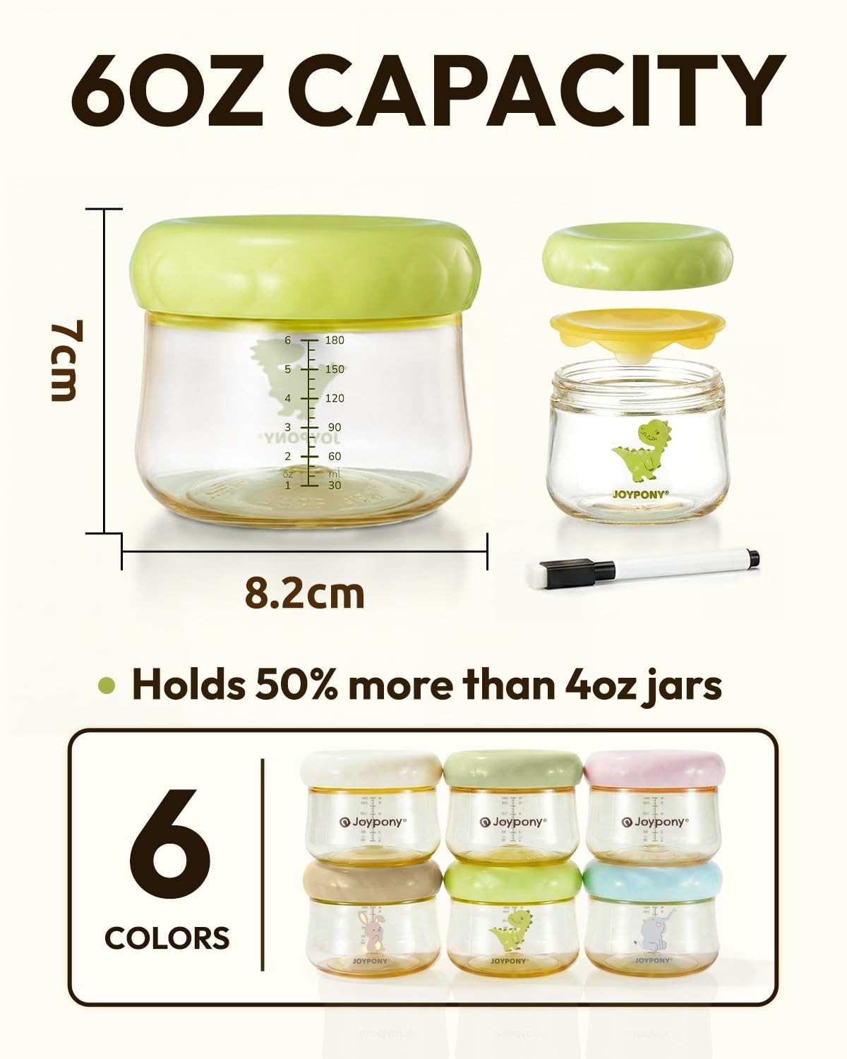 PPSU Baby Food Containers, 6oz Leakproof Baby Food Jars with Lids, Freezer Sa…