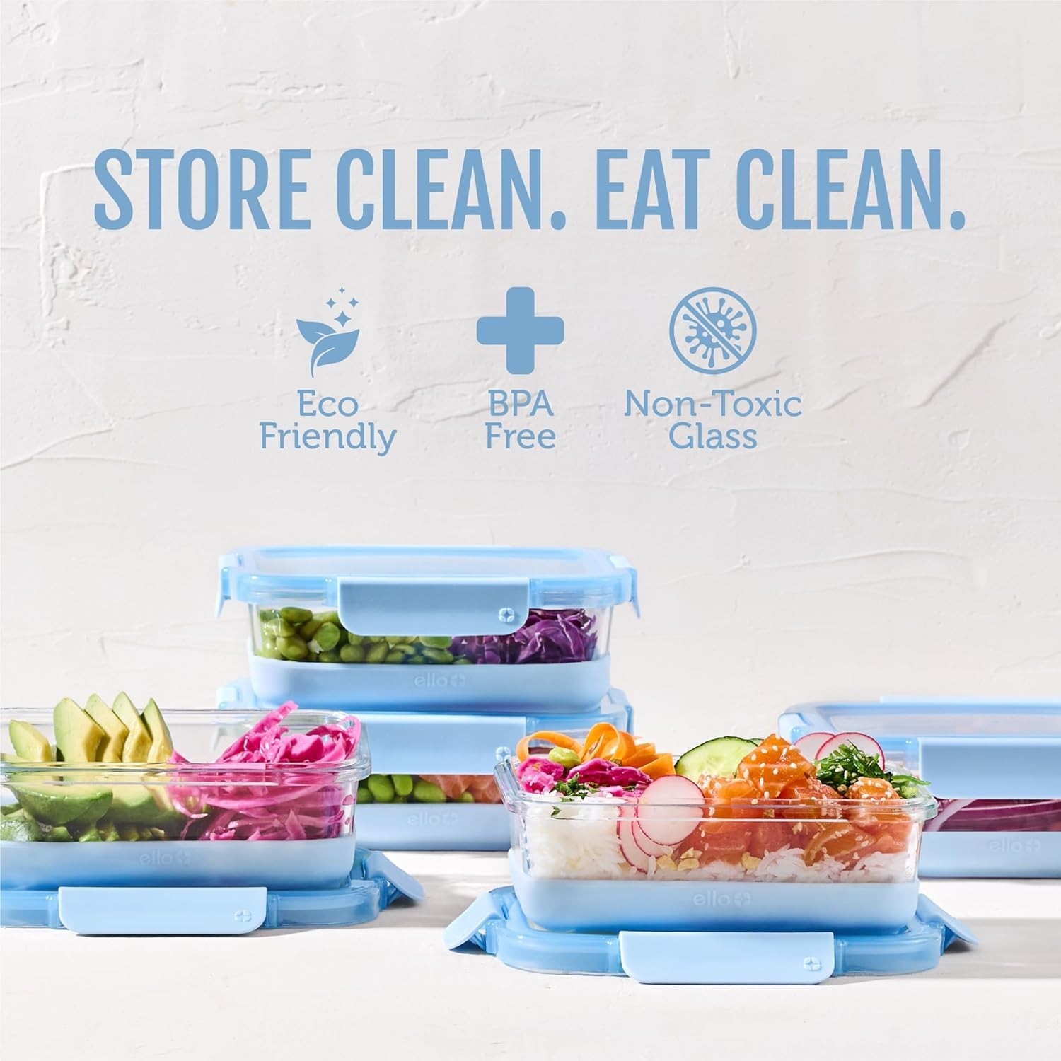Duraglass 3.4 Cup Meal Prep Sets 10Pc, 5 Pack Set- Glass Food Storage Container