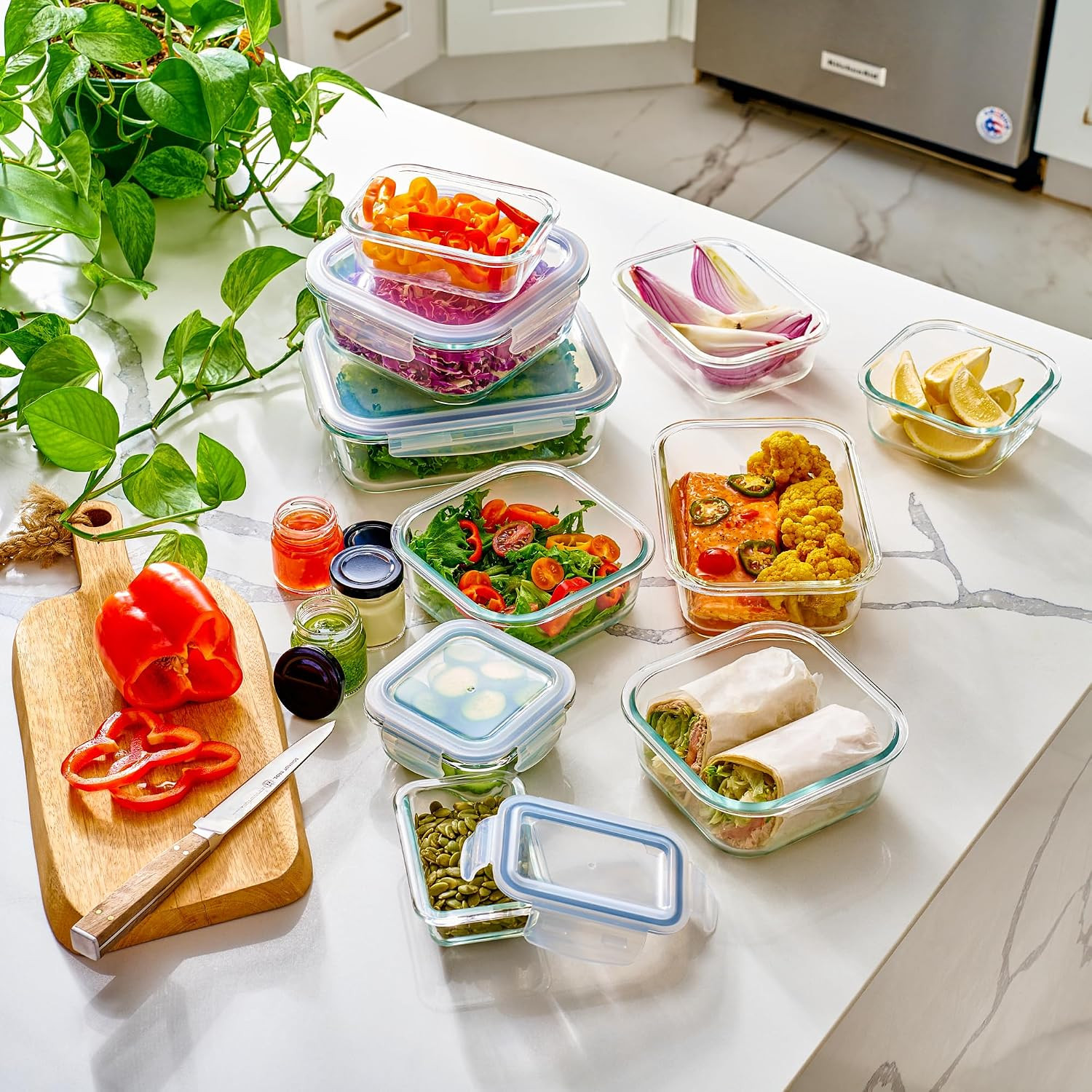 40Pc Set Glass Food Storage Containers & Bowls with Airtight Lids – Leakproof Bp