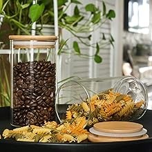 Glass Storage Jar With Airtight Seal wooden, Lid, 25 Ounce Set of 2, 750ml