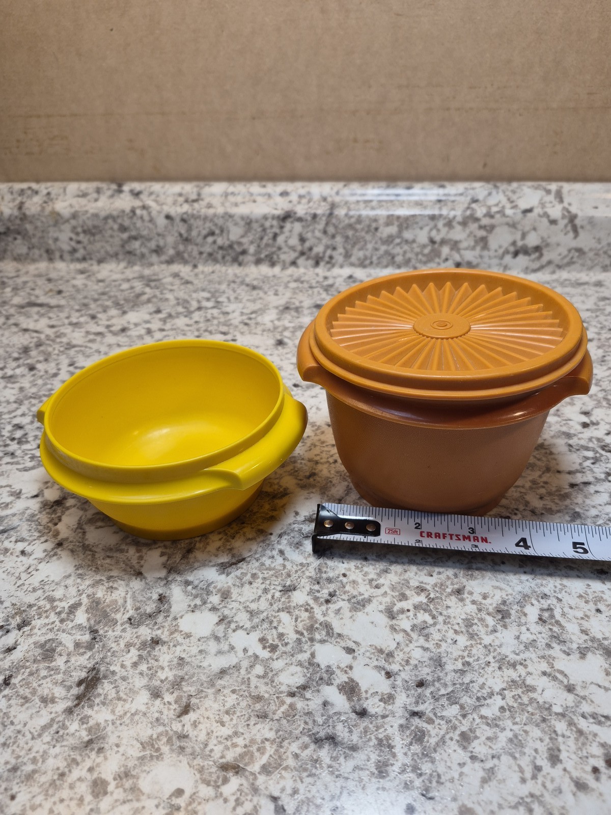 Vintage Tupperware Wonderlier Bowls Set of 2 Yellow Orange Nesting Stacking