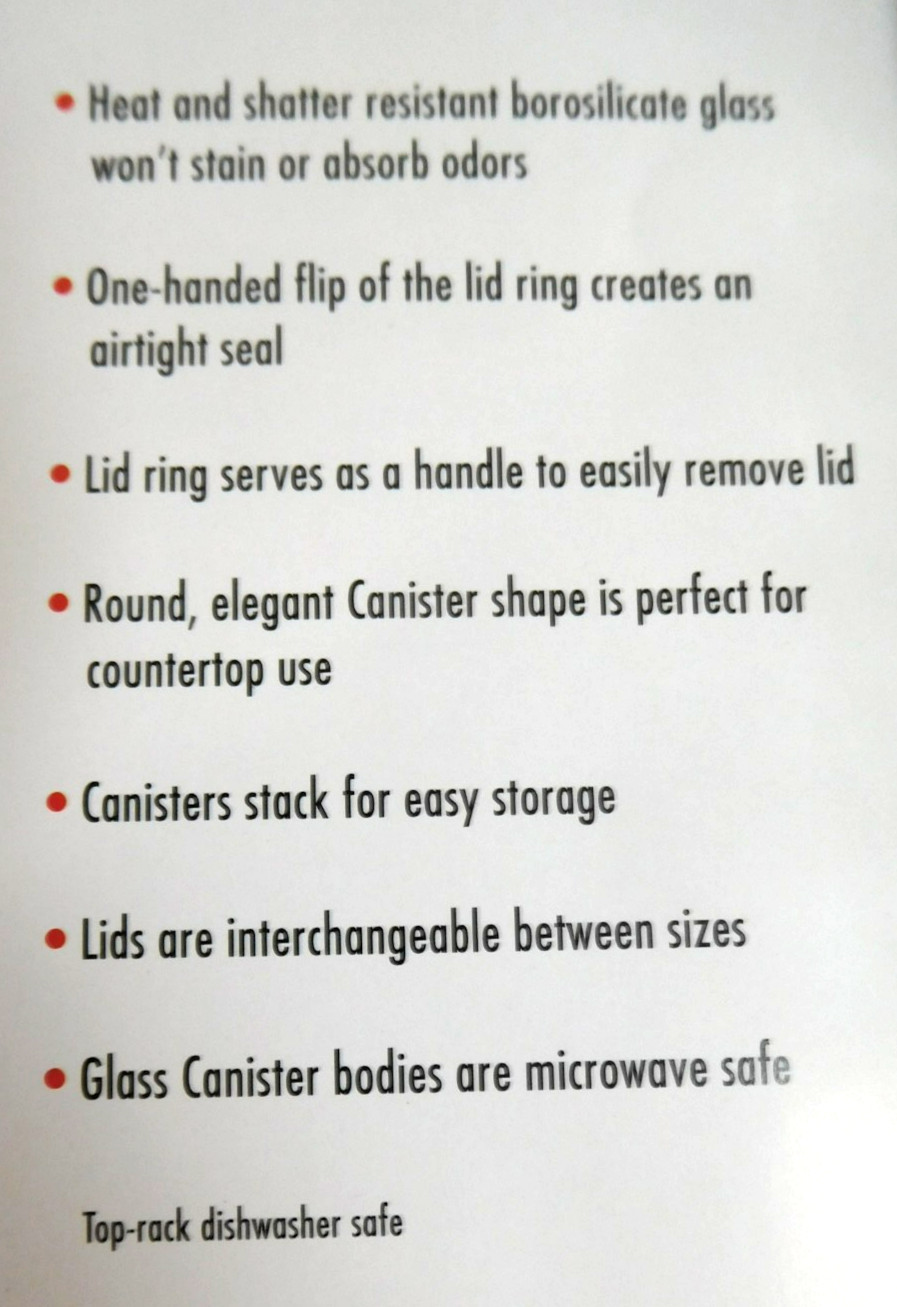 “GLASS” OXO GOOD GRIPS 1.6 qt / 1.5 FLIPLOCK CANISTER storage jar container (#4)
