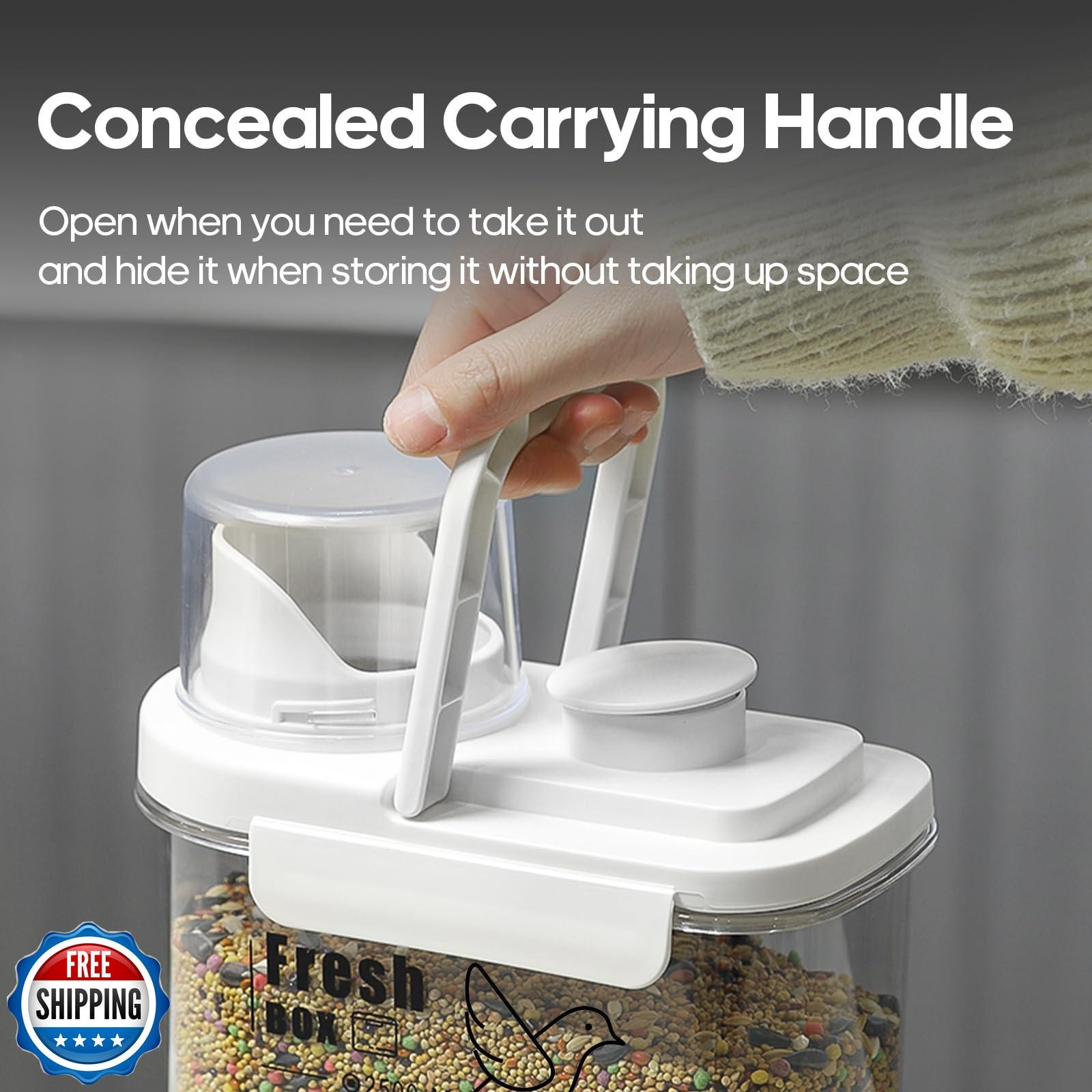 SQUSIMEI 1.7 Qt/1.6 L Bird Seed Storage Container with Lids Airtight Measurin