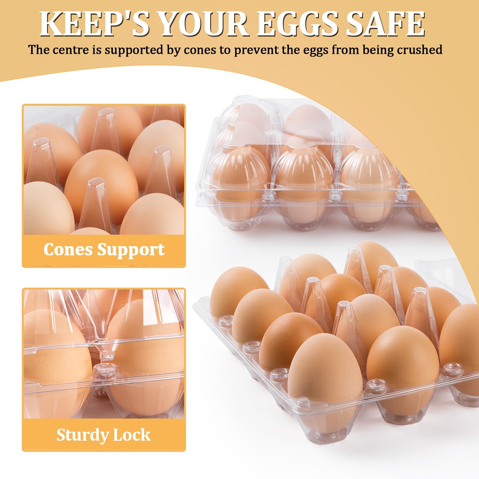 APOCHON 40PCS Plastic Egg Cartons 18 Count,Clear Egg Cartons Cheap