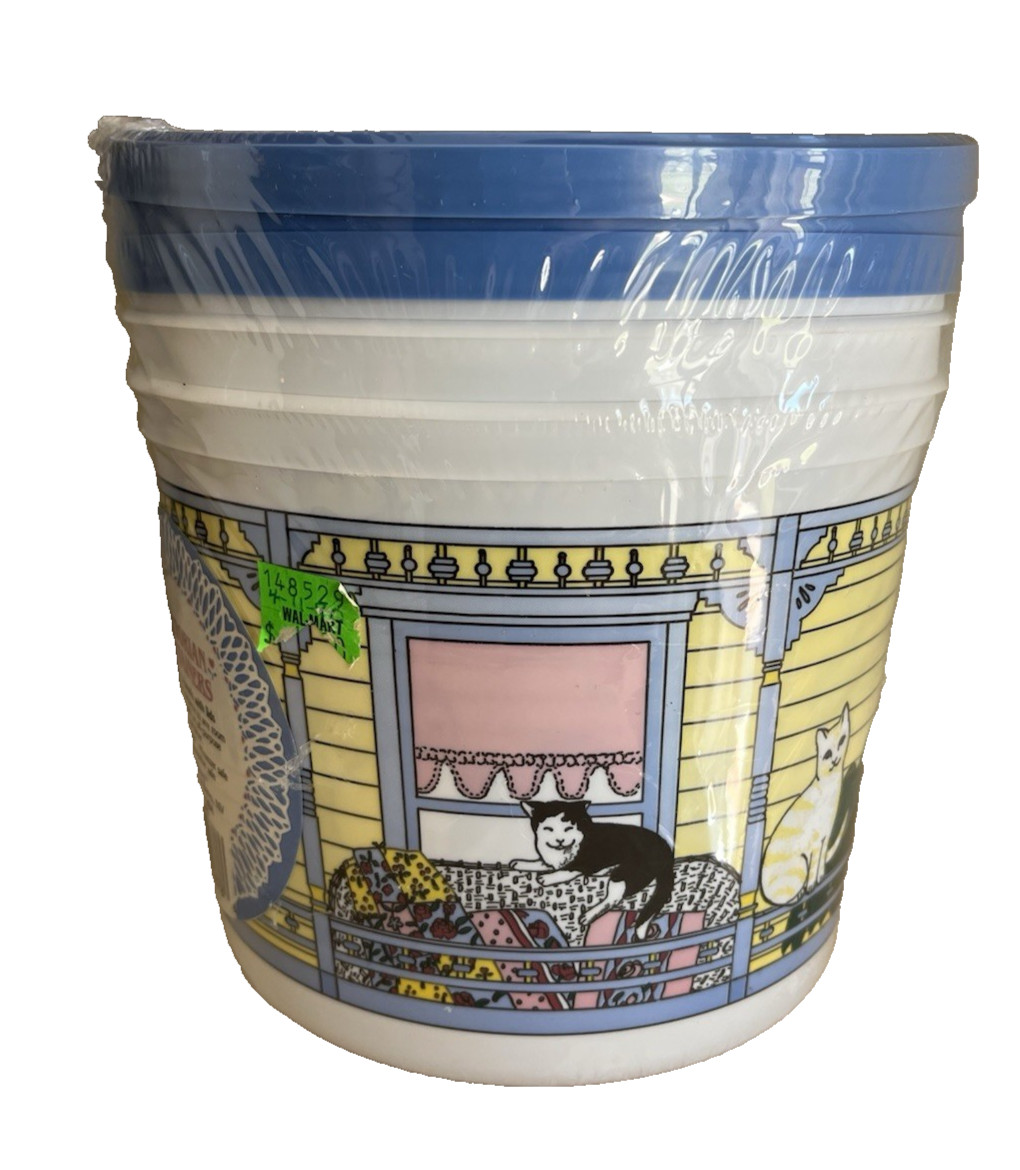 Vintage Packerware Containers NEW Sealed Set 3 CATS Victorian Porch RARE!!