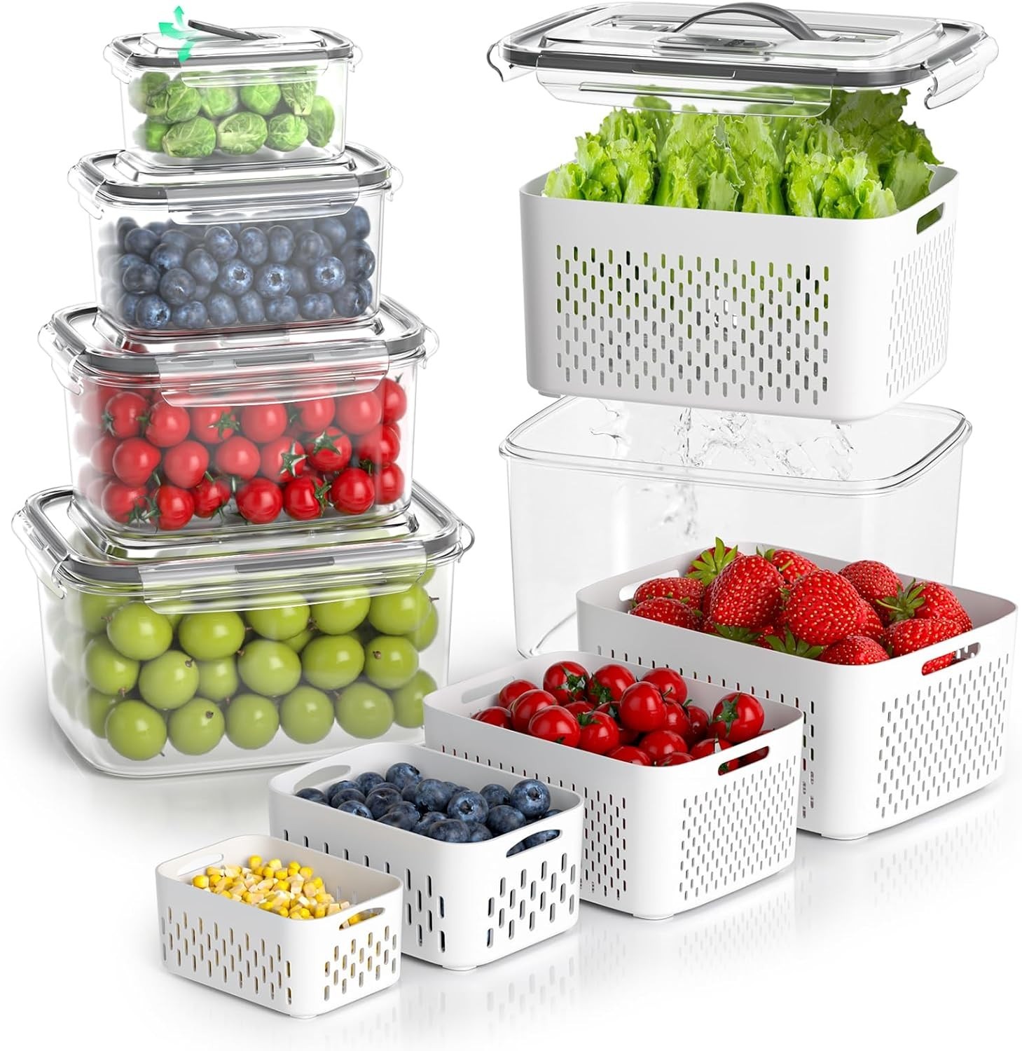 Fruit Storage Containers for Fridge – 5 Size Berry Containers for Fridge Keep…