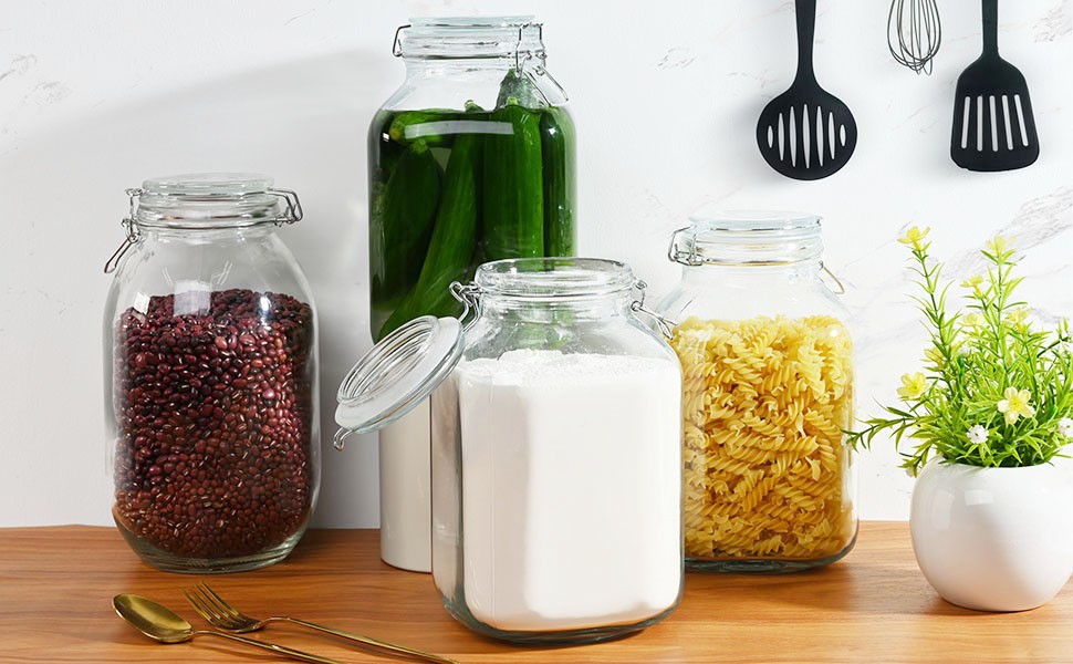 106oz Square Glass Jars with Airtight Lid, Large Mason Jars, Wide Mouth Storage