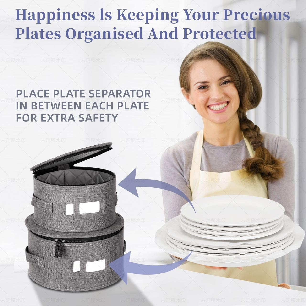 LUXULA China Storage Containers for 12 Place Setting with Two Plate Bags, 5 Pcs