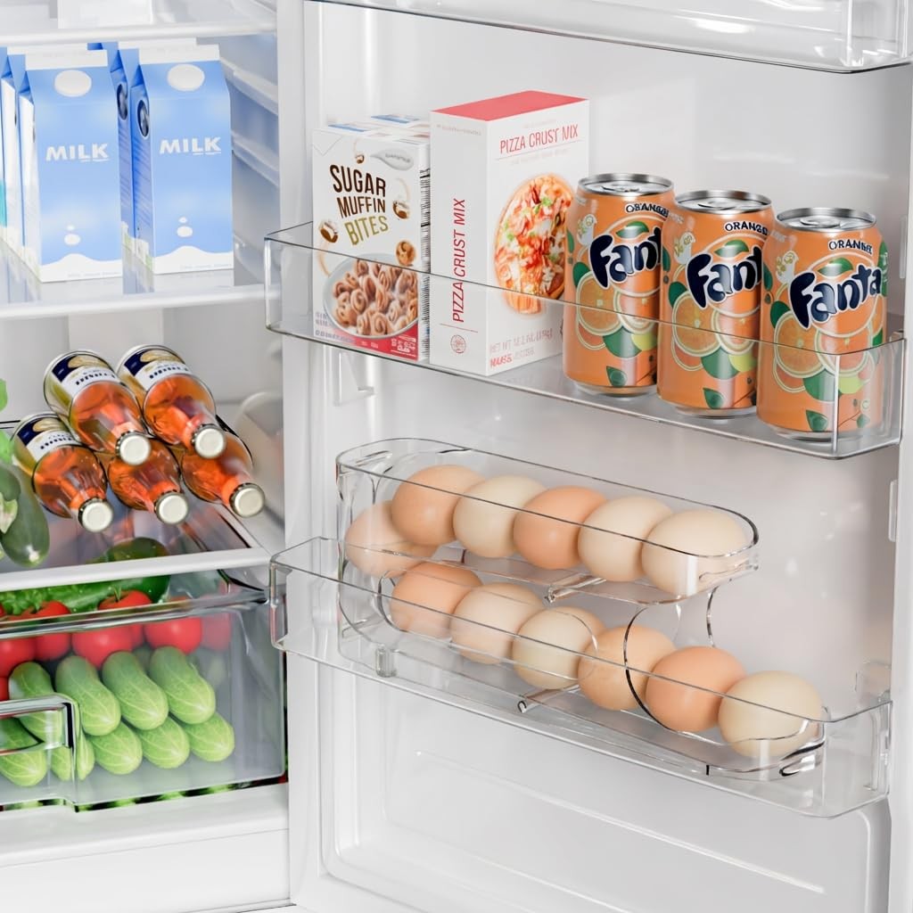 Egg Holder for Fridge, FIFO Egg Roller for Eggs 12 Count, Clear