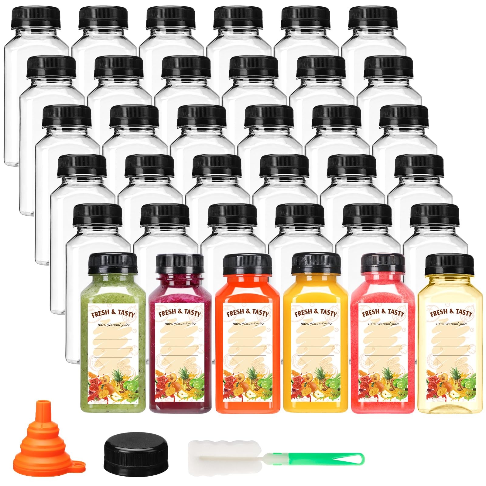 36pcs 8oz Juice Bottles with Lids, Food Grade Reusable Clear Containers with …
