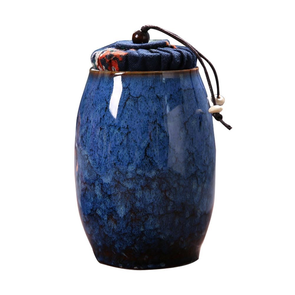 Angoily Kiln Tea Jar Household Container Multi-function Canister Blue