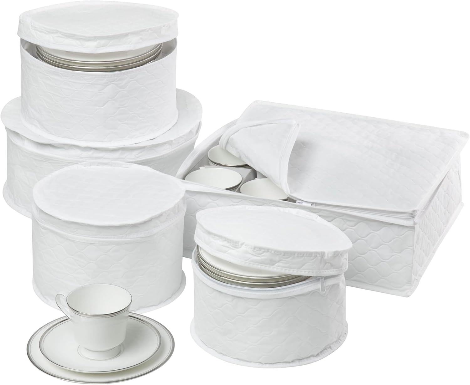 5-Piece Quilted Dinnerware Storage Set – Dish, China & Cup Protectors