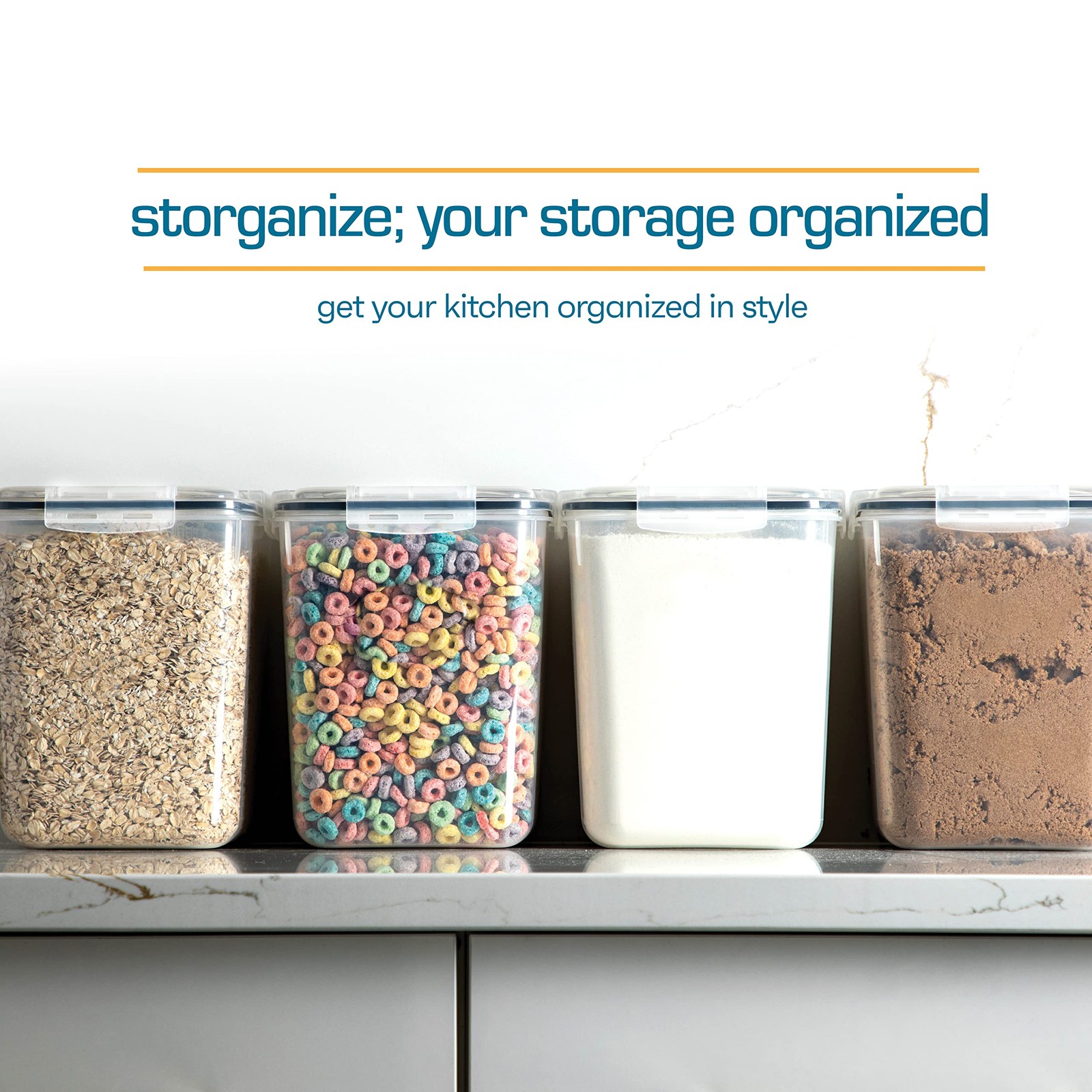 Storeganize Flour Sugar Storage Containers (5.3L/4pk) Great Rice Canisters…