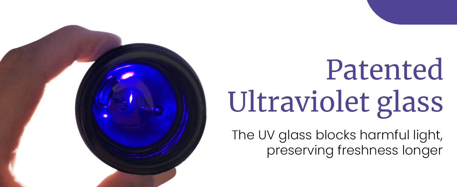 500ml (17 fl oz) Airtight UV Glass Jars Odor Blocking, Antistatic, Light