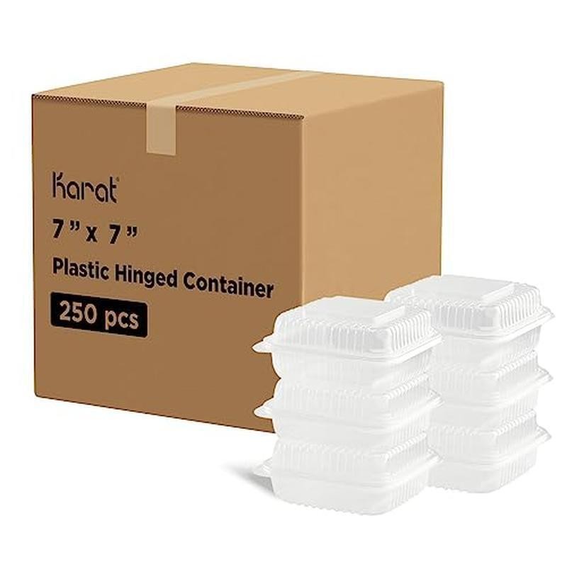 7×7 PP Hinged Food Container BPA Free Reusable Microwave Safe Freezer Safe 250ct