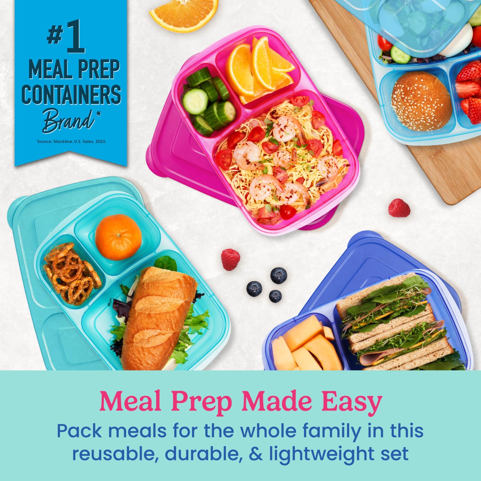 Bentgo Easyboxes – Original Stackable Lunch Boxes – Jewel Brights (4-Pack)
