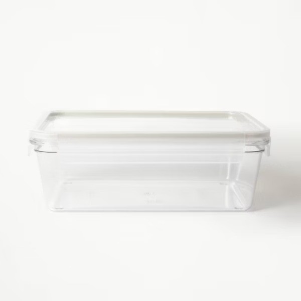 14 Cup Tritan Plastic Rectangle Food Storage Container Clear Stackable