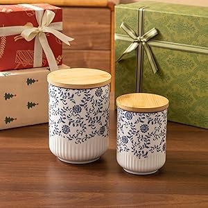 Canisters Sets for the Kitchen – 2 Pcs 36/18 oz Ceramic Kitchen Containers for