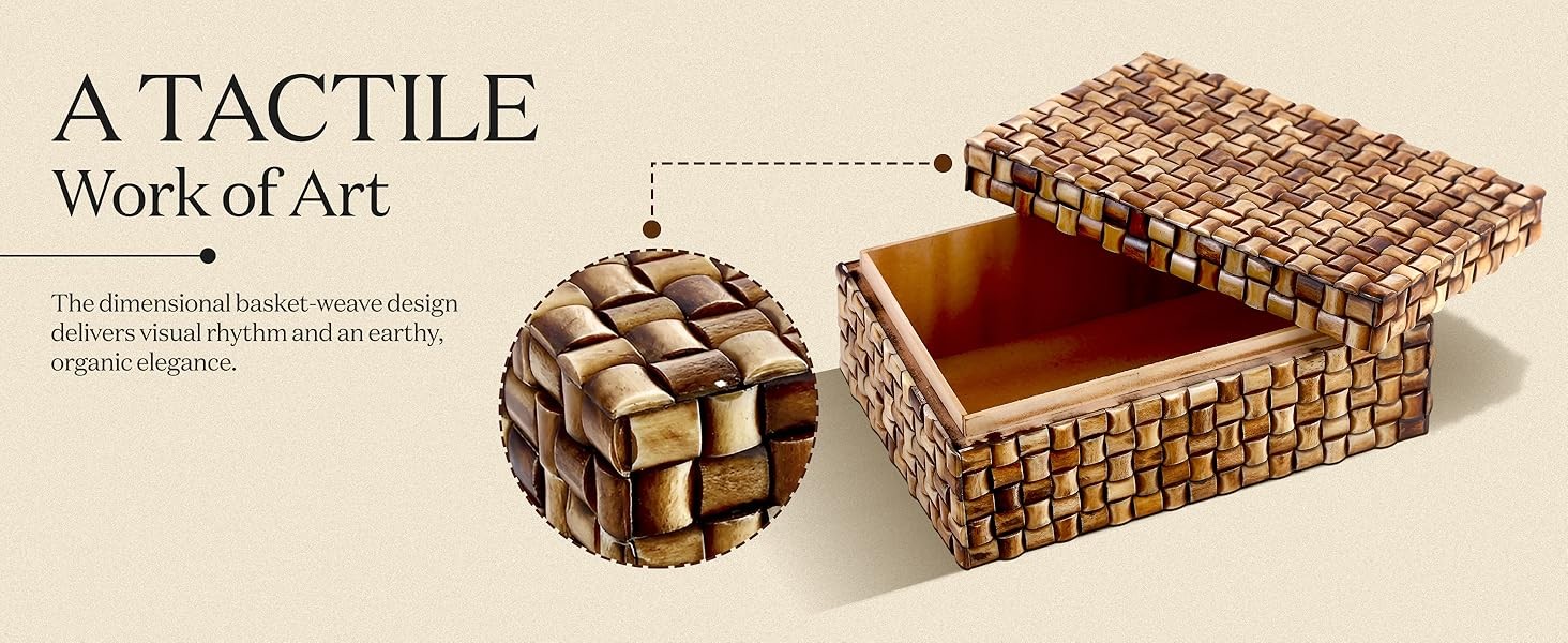 Large Decorative Storage Box with Lid – 12X8X5” Coffee Table Organizer,