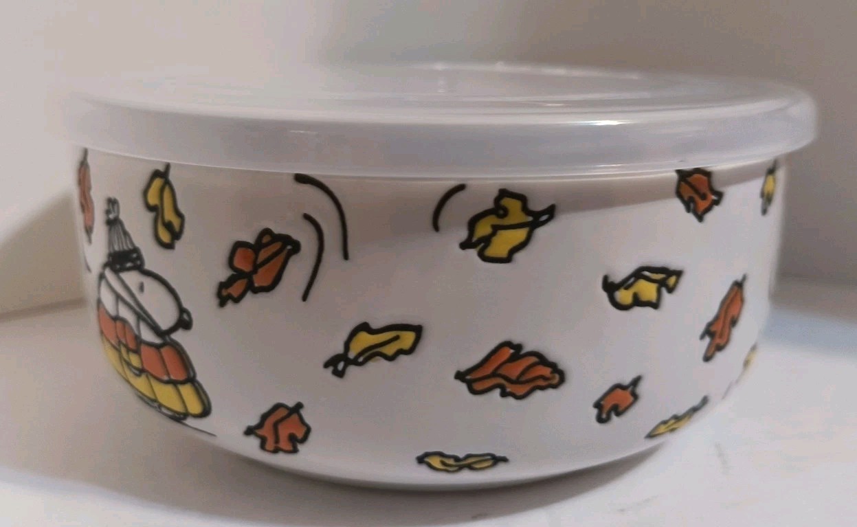 Peanuts Snoopy Puffer Jacket Fall 16 oz. Pressure Lid Food Storage Container NEW