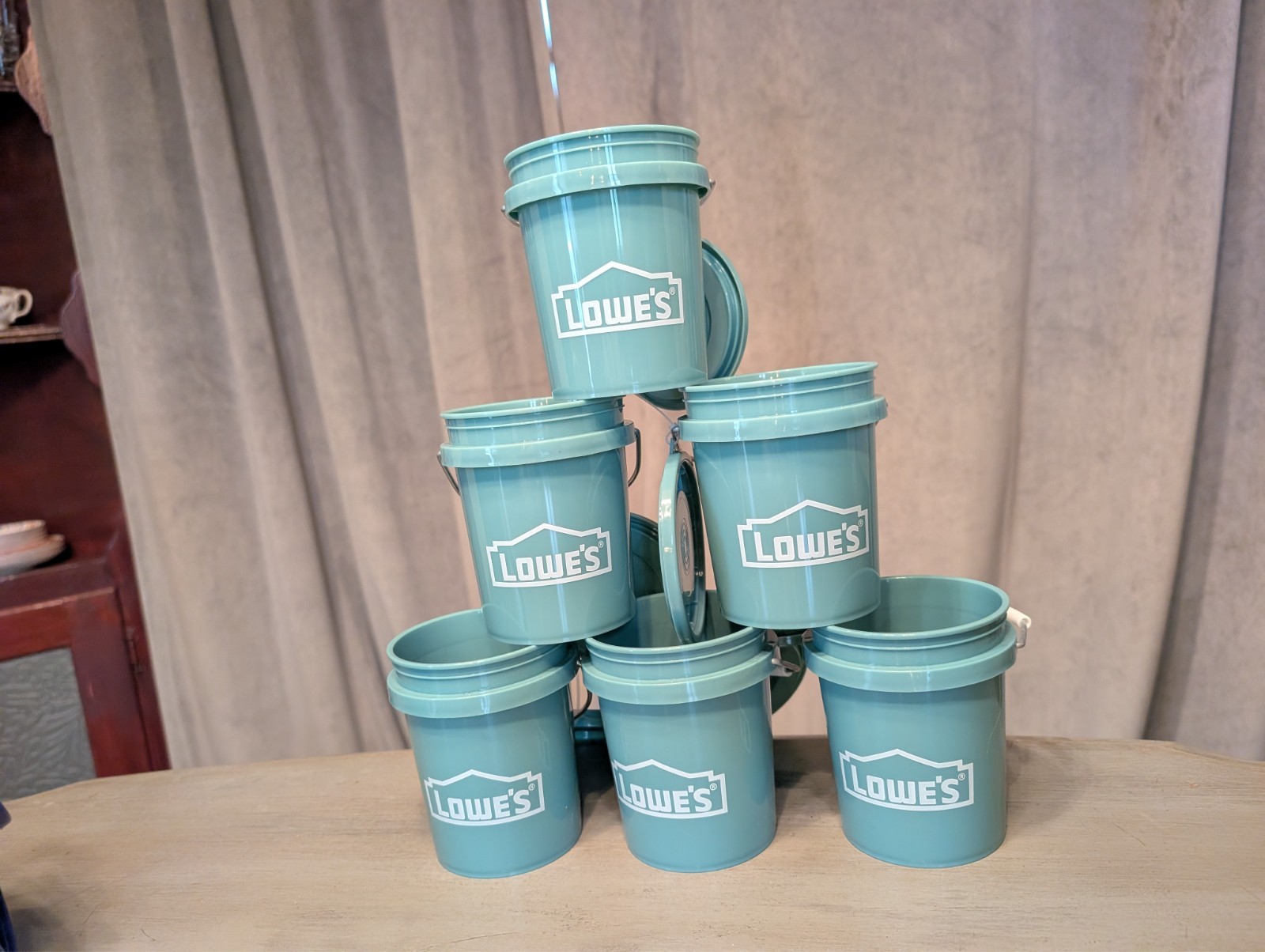 Lowe’s Teal 0.42 Qt BPA-Free Mini Buckets w/ Lids Set of 6 Collectible NEW
