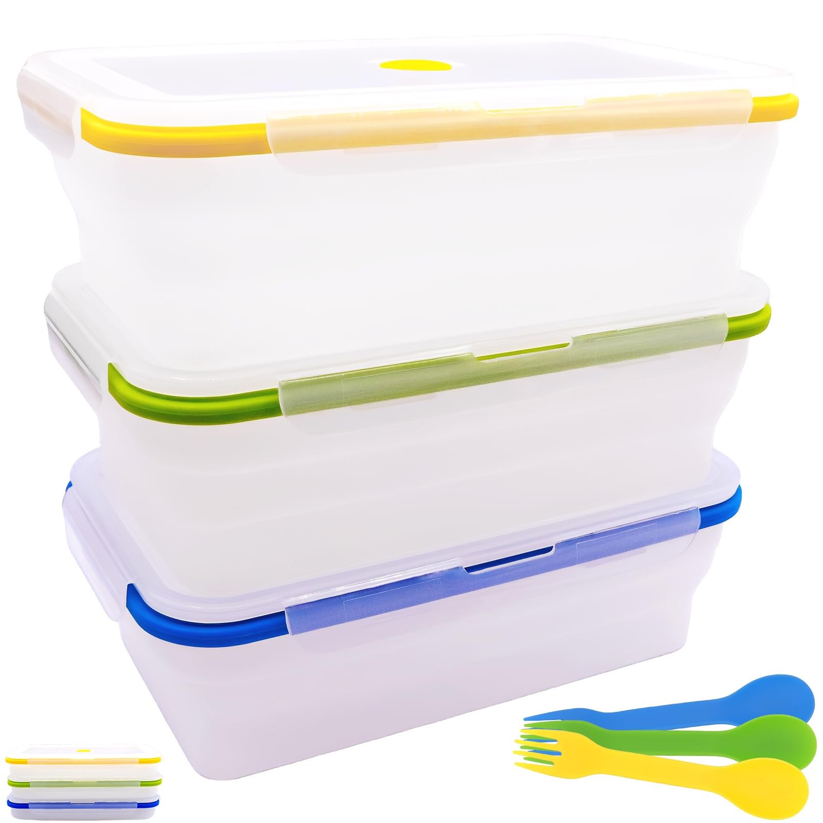 Extra Large Collapsible Translucent Silicone Food Storage Containers With Lid…
