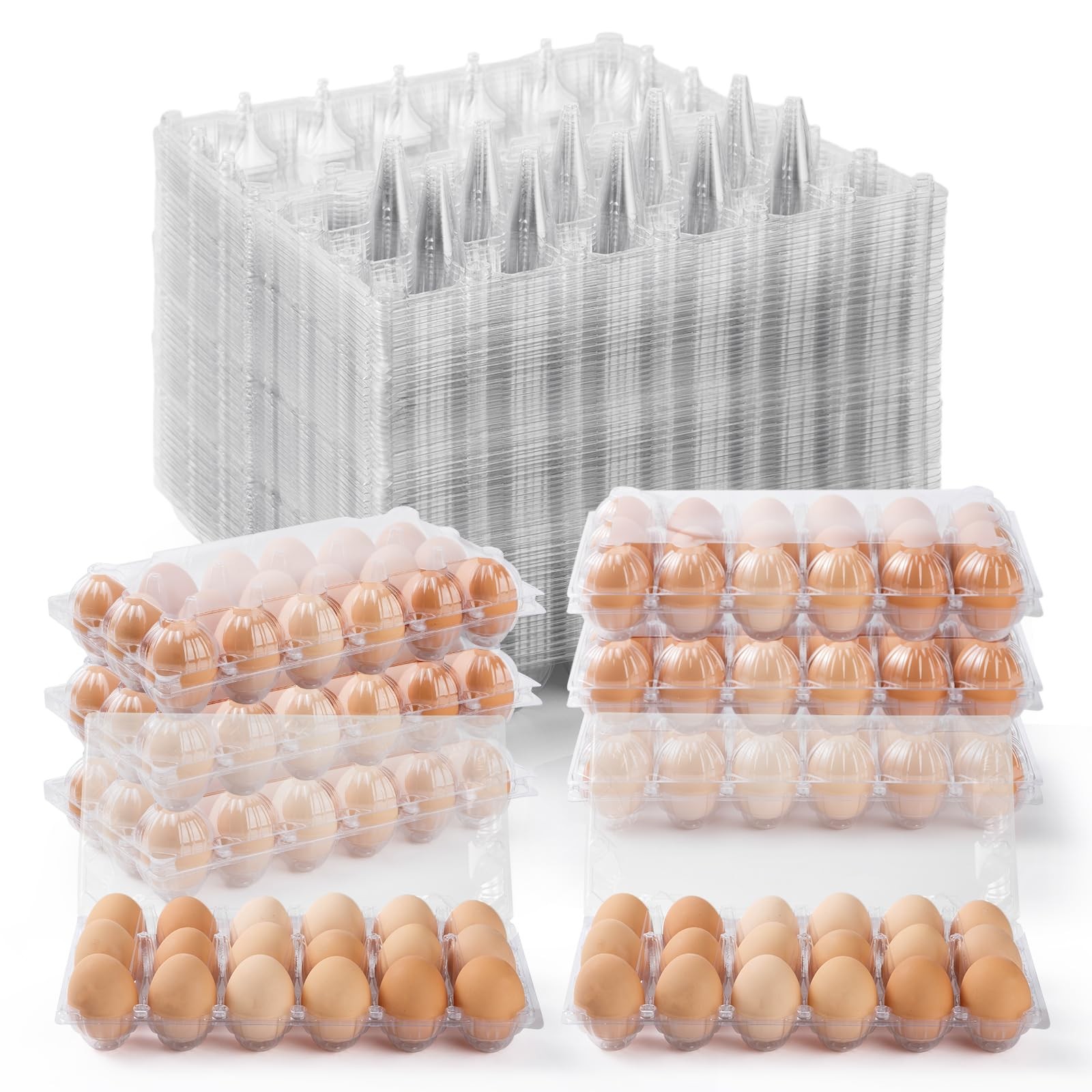 APOCHON 40PCS Plastic Egg Cartons 18 Count,Clear Egg Cartons Cheap