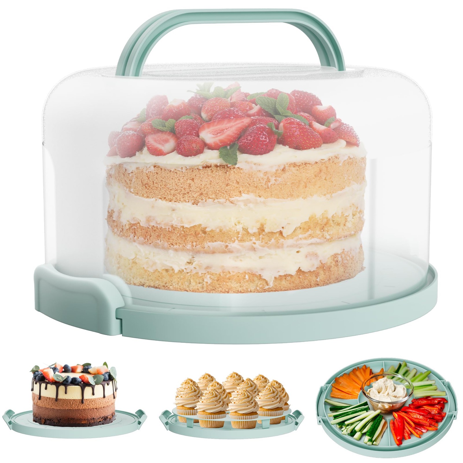 Cake Carrier with Lid and Handle – Multipurpose Cake Stand with Lid for 10” Cake