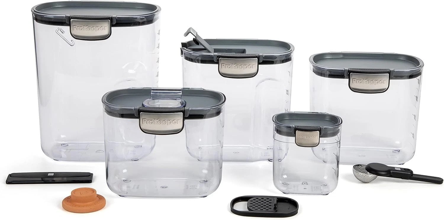Transparent 9-Piece Kitchen Canister Set with Magnetic Accessories for Baking