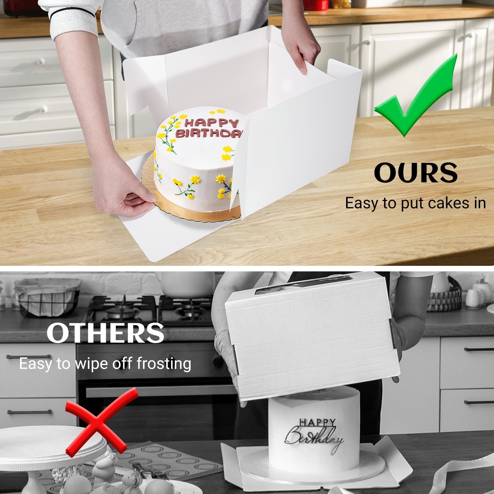 15 Pcs 10x10x8 Inch Tall Cake Boxes with Window, White Square Cheesecake Bake…