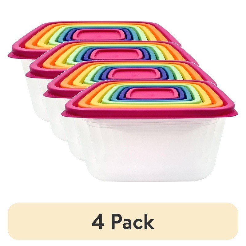 Rainbow Food Storage Container Set Stackable Nestable BPA Free Reusable
