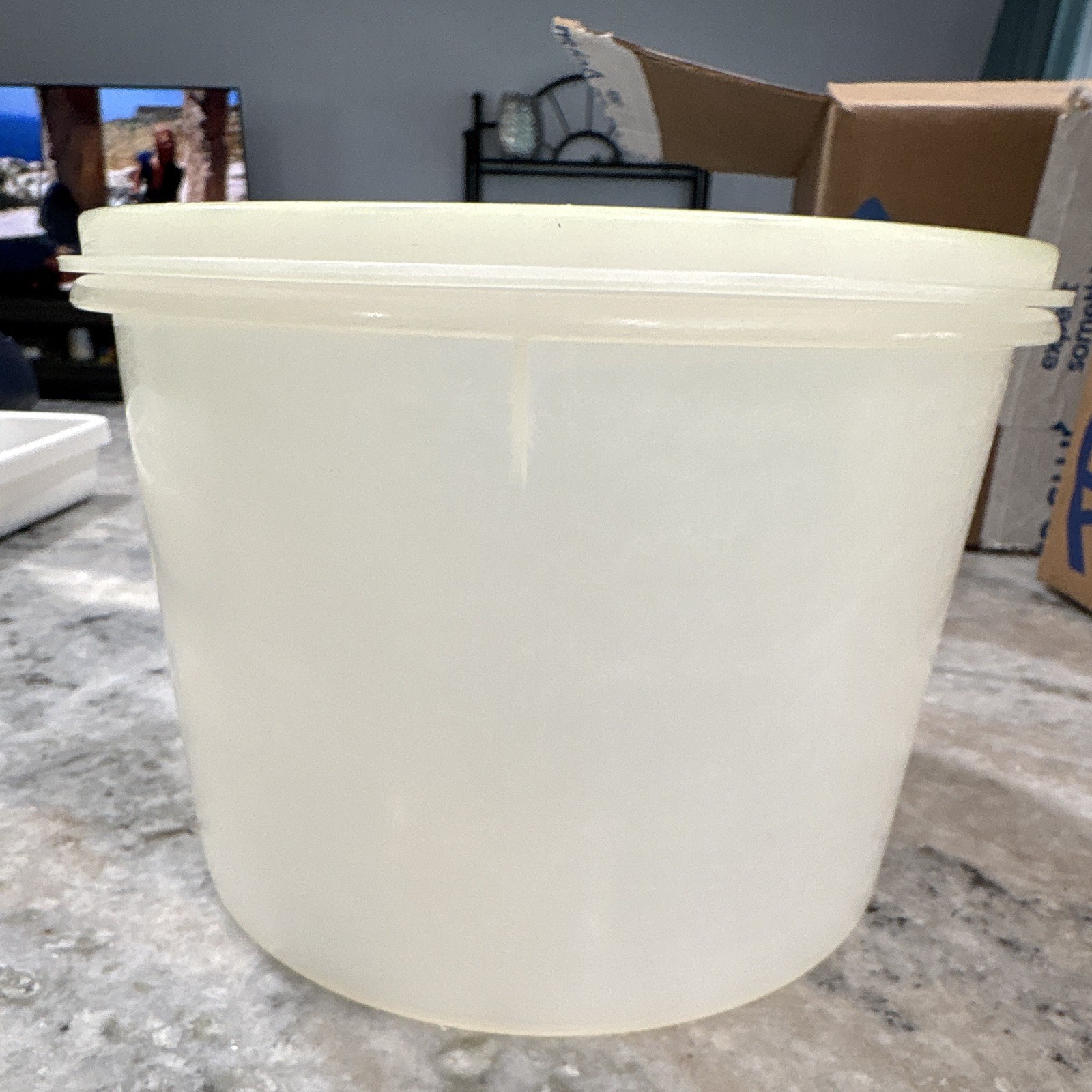 Tupperware Round Plastic Food Storage Container Snap Lid 7 oz White/Clear 2pc