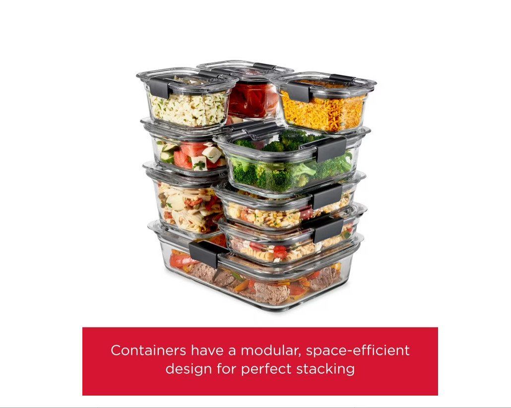 Rubbermaid Brilliance 3.2 Cup Glass Food Storage Containers, Set of 2
