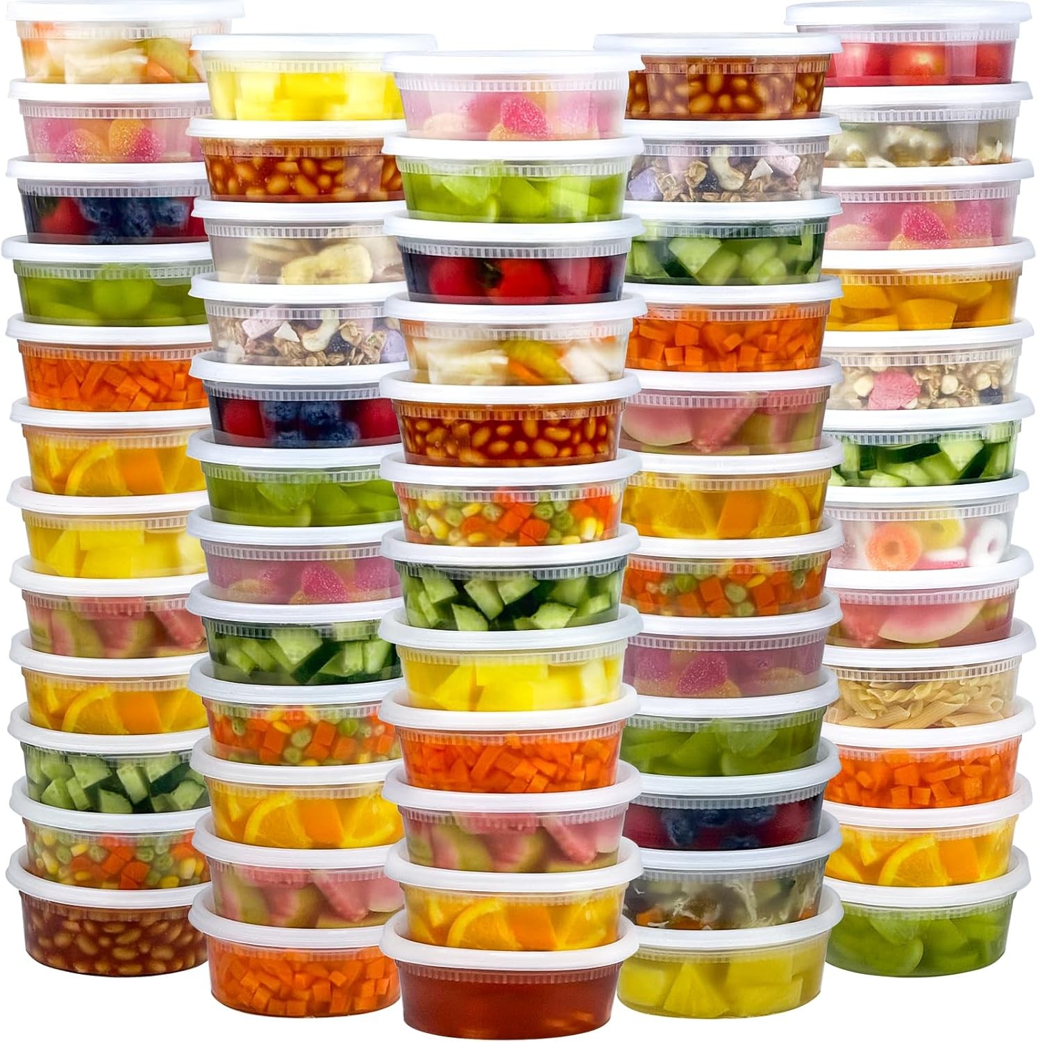 120 Piece Deli Containers with Lids 8oz Leak Proof BPA Free Food Storage