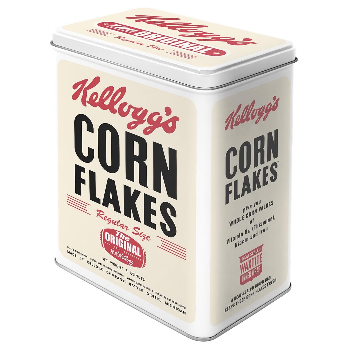 Retro storage tin box L, 101.4 oz, Kellogg’s – Corn Flakes Retro Package – Gi…