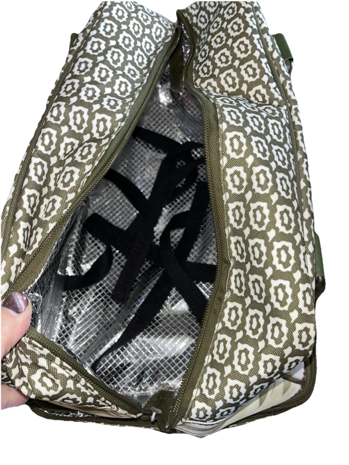 Temp-tations by Tara Double Thermal Insulated Food Carrier Green Old World Tote