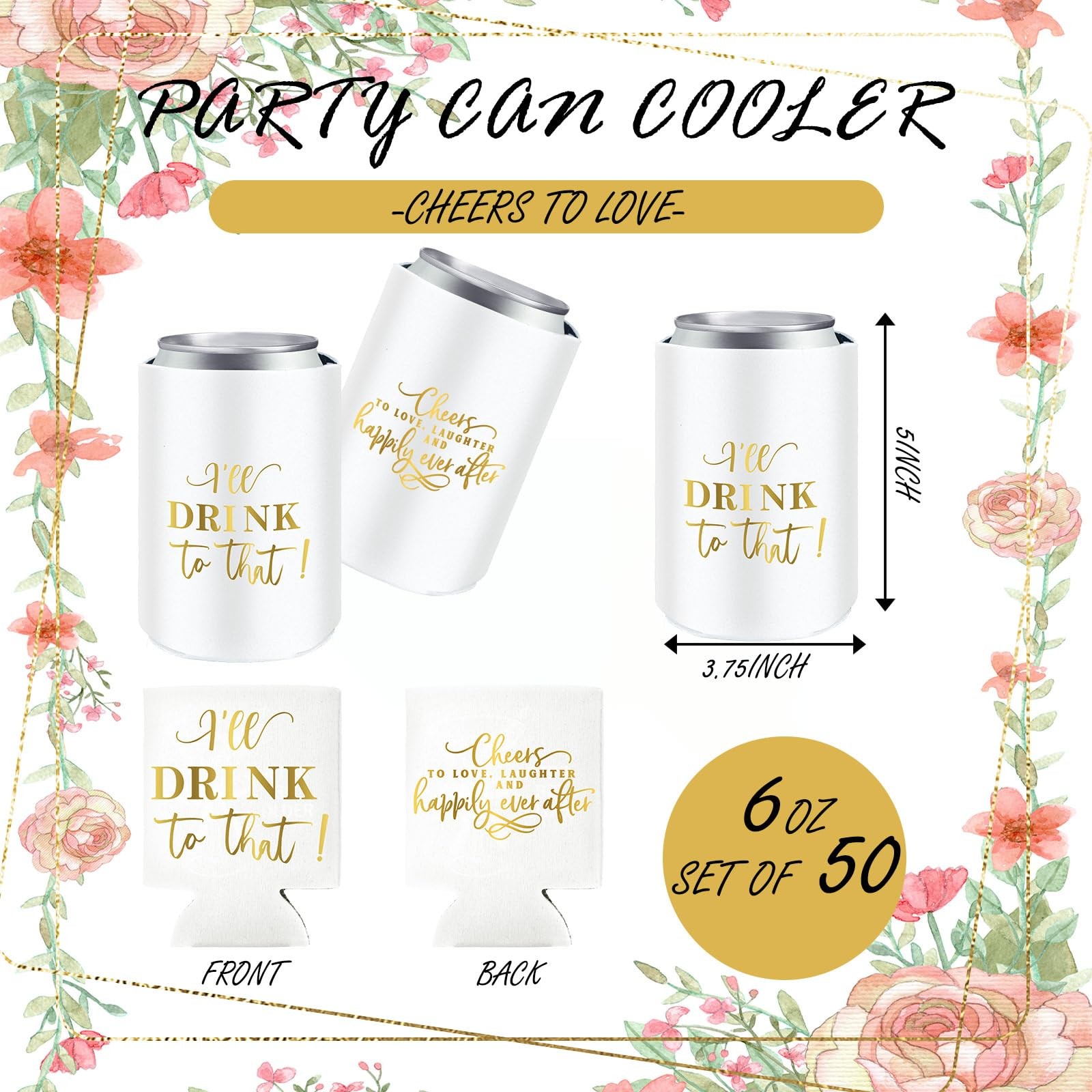 SiliFine 101 Wedding Can Coolers Bulk For 100 Guests Engagement Party Favors