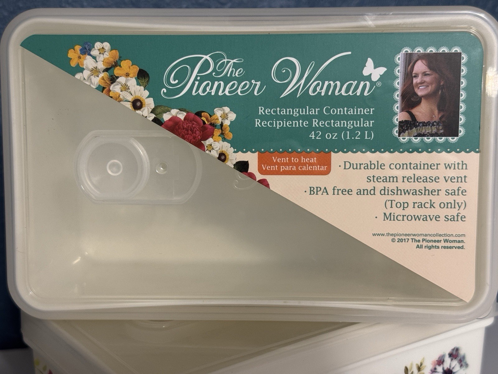 Set Of 4 – New Pioneer Woman 42oz Rectangle Container With Steam Release Vent