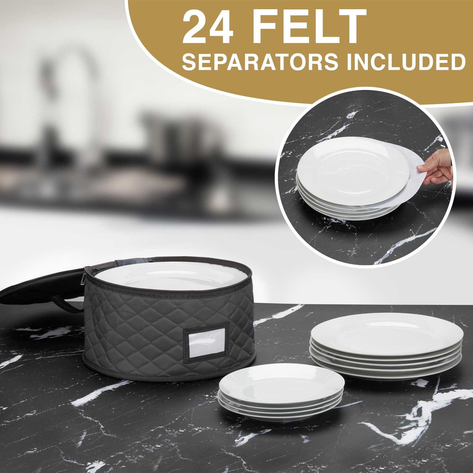 2 Pack 6″ Small Plate Storage Case – China Container 6 in plate, Gray