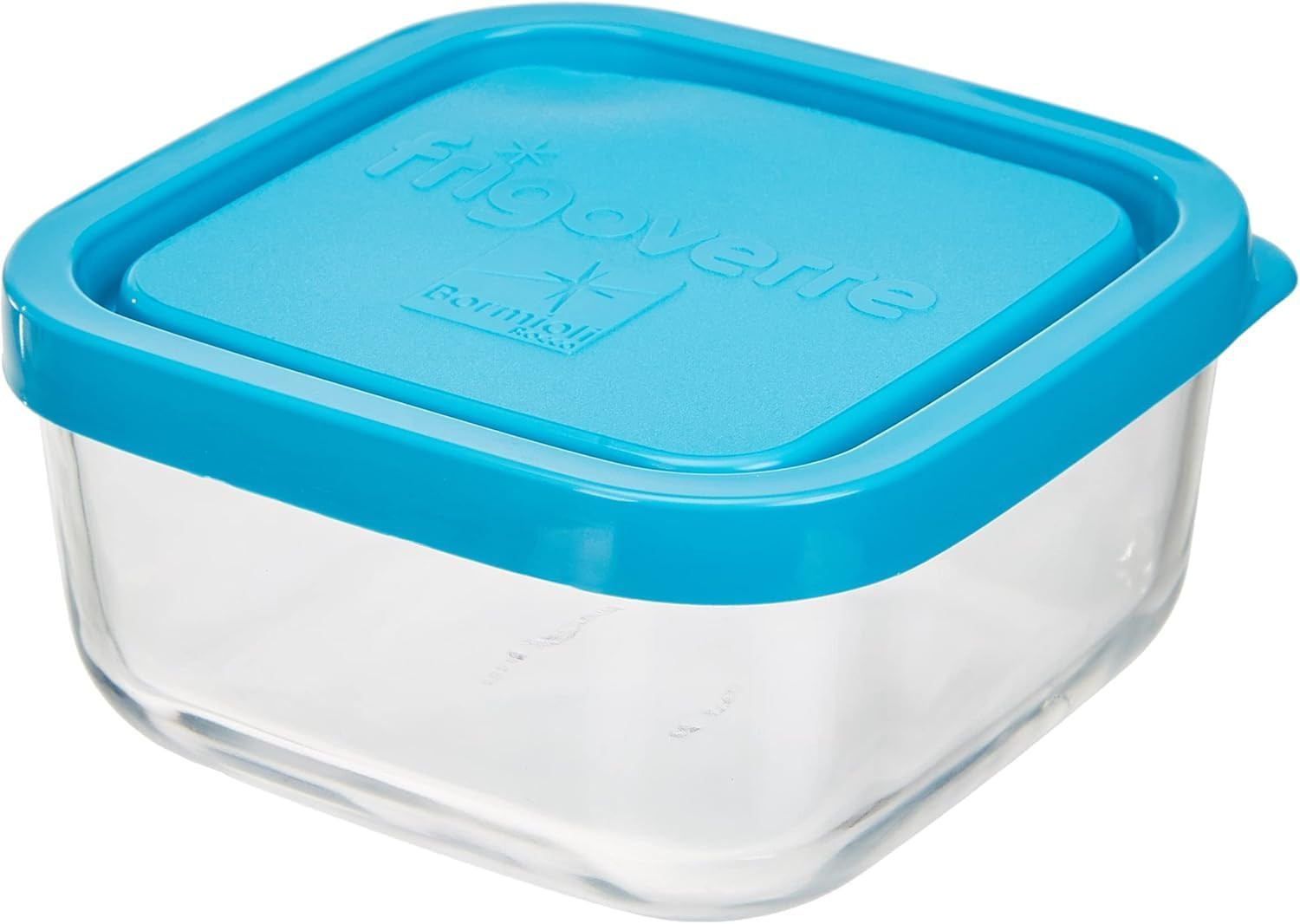 Frigoverre Basic 11.75 Oz. 4” Inch, Glass, Container with Teal Lid, Made in It