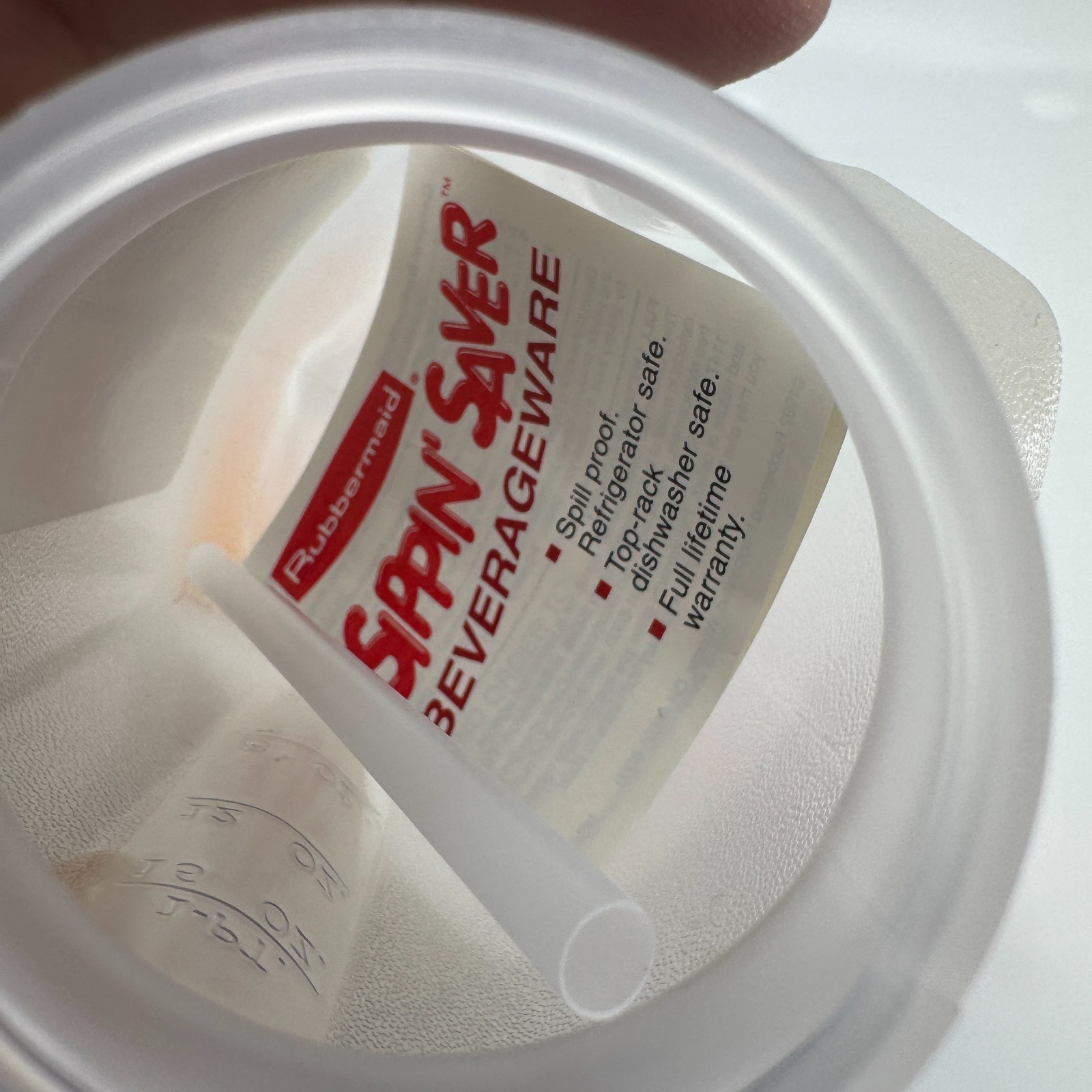 Vintage Rubbermaid Sippin Saver Bottle 1 Pint 16oz Red Lid Straw USA NOS 3121