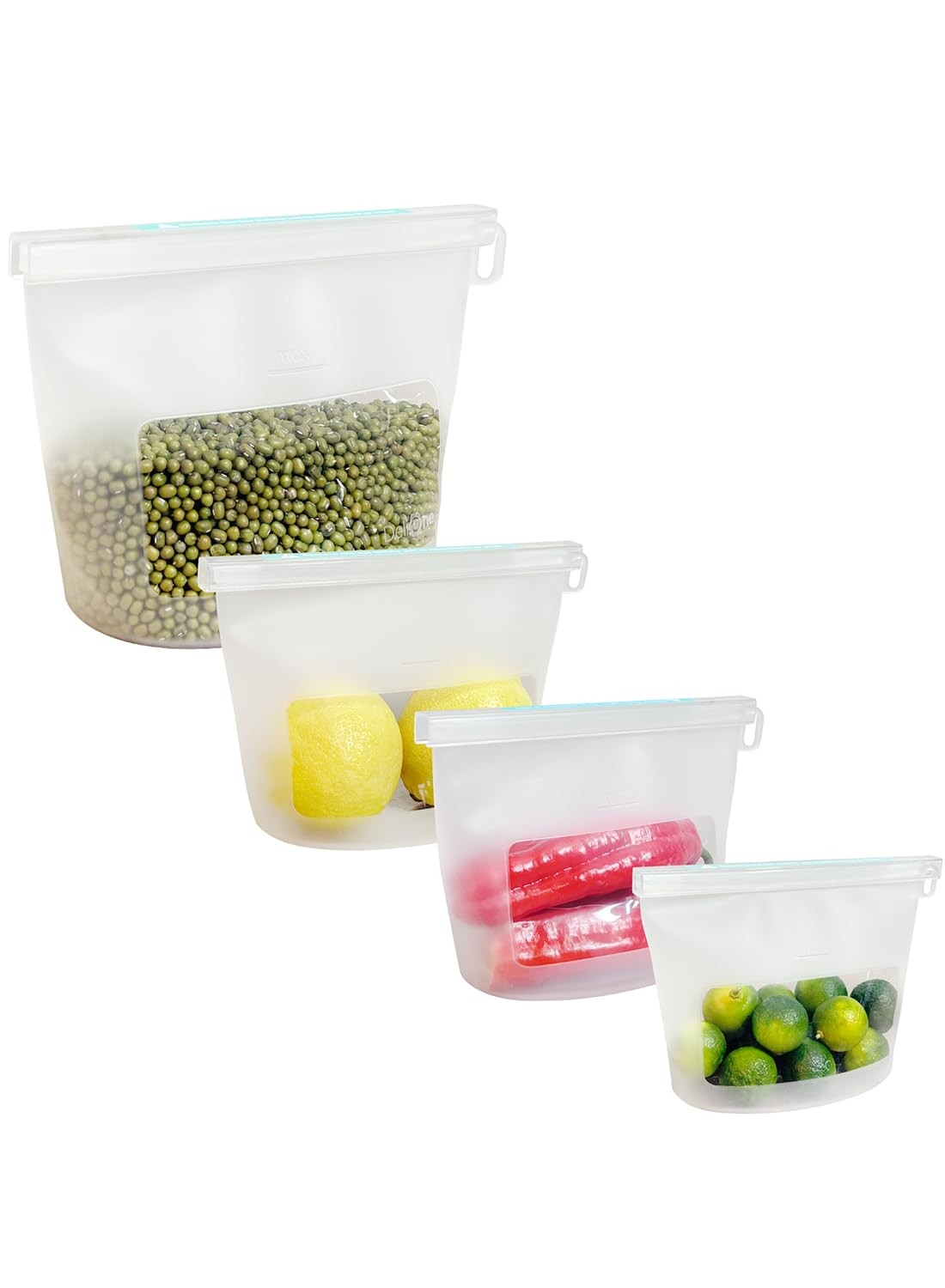 Reusable Silicone Food Storage Bags (Set of 4), Dishwasher Oven Microwave Fre…
