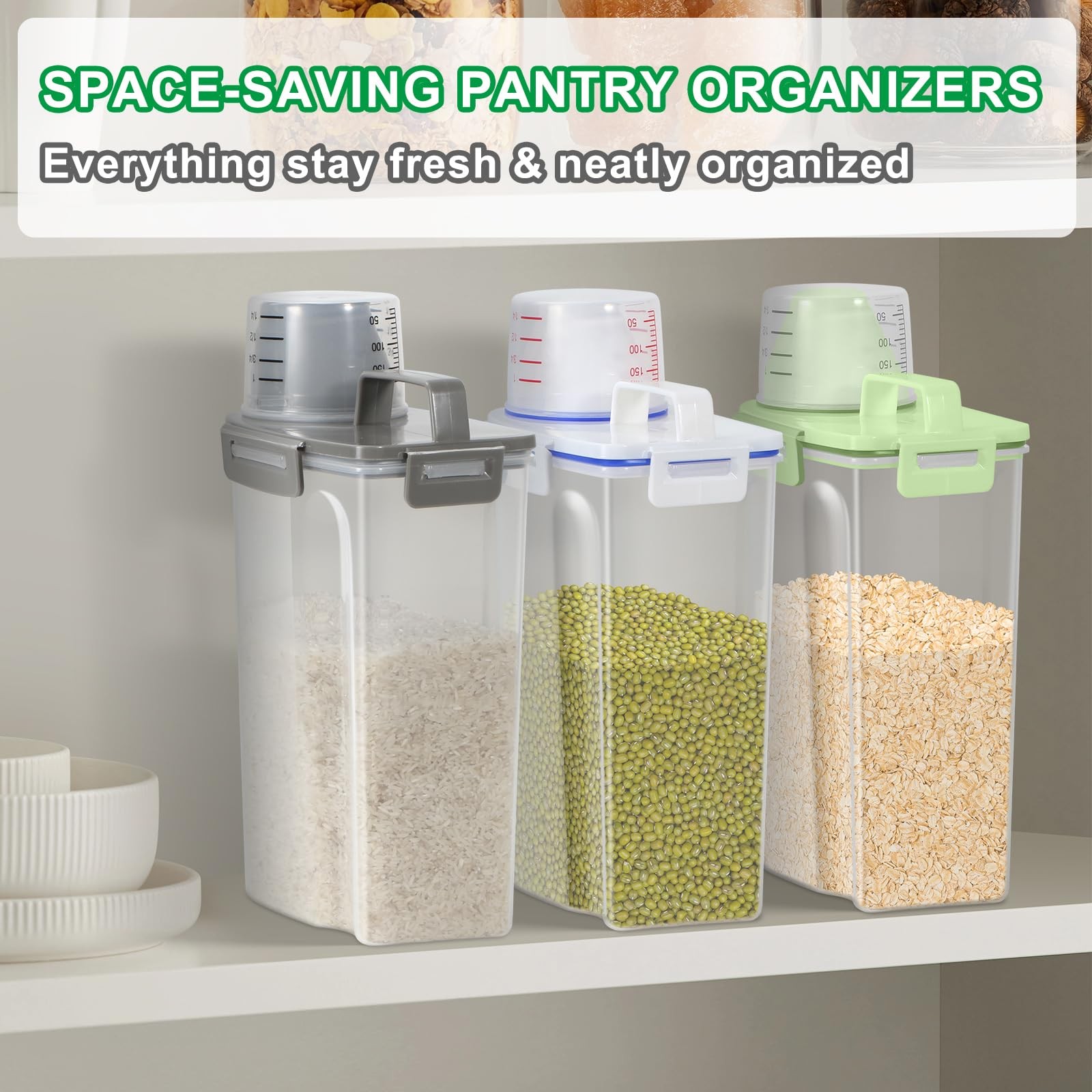 Rice Container Cereal Storage Container 2 Pack 5 Lbs, Kitchen Pantry Dry Food…