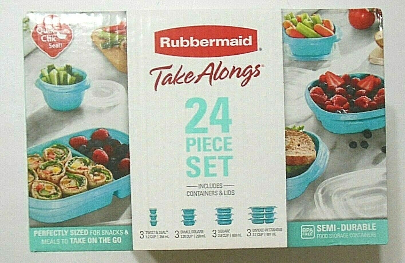 Rubbermaid Take Alongs Food Storage Containers 24 piece Teal