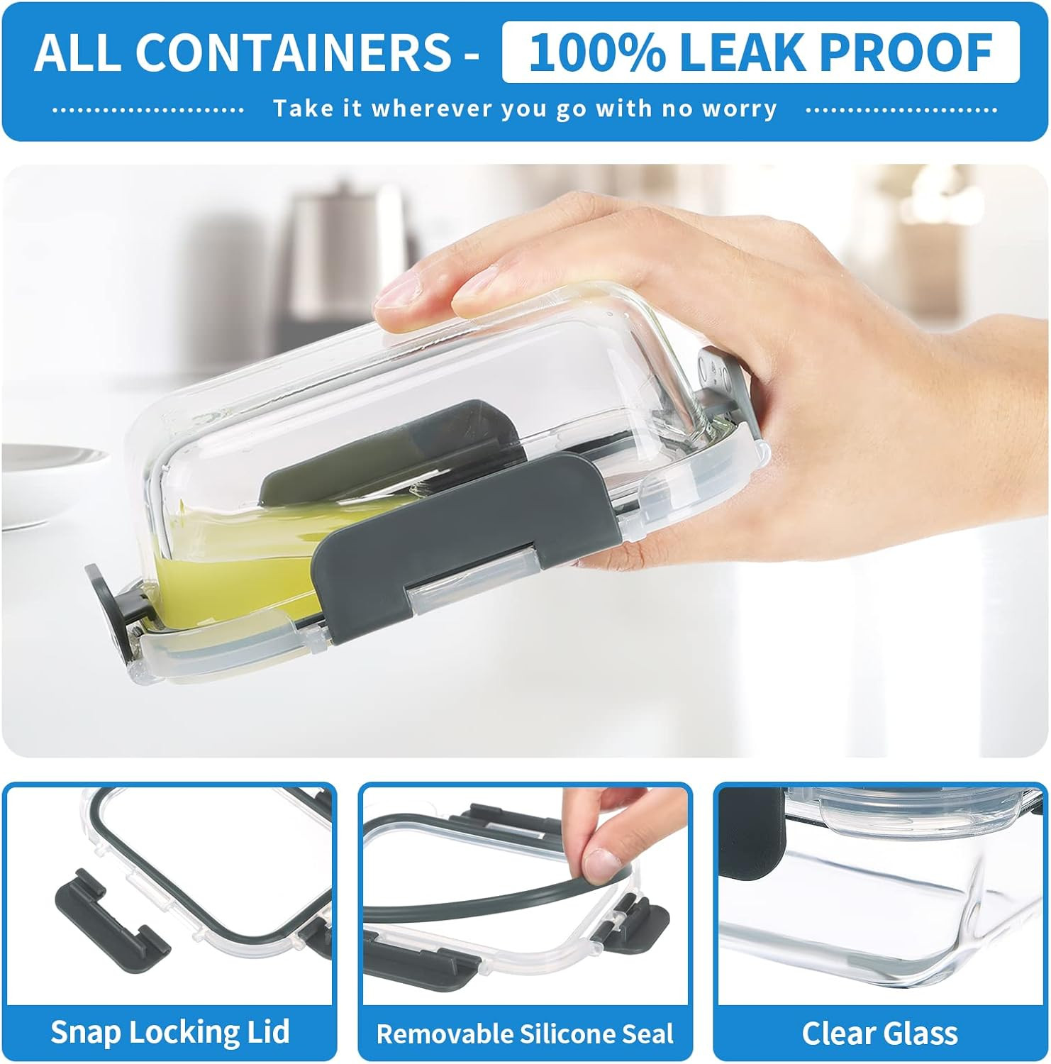 24-Piece Small Glass Food Storage Containers with Lids Airtight, 1.5 Cup Meal Pr