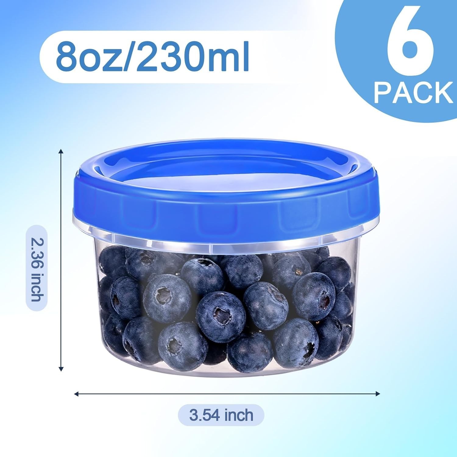 6 Pcs 8 oz Plastic Containers with Screw Lids, Reusable Clear Food Storage Co…
