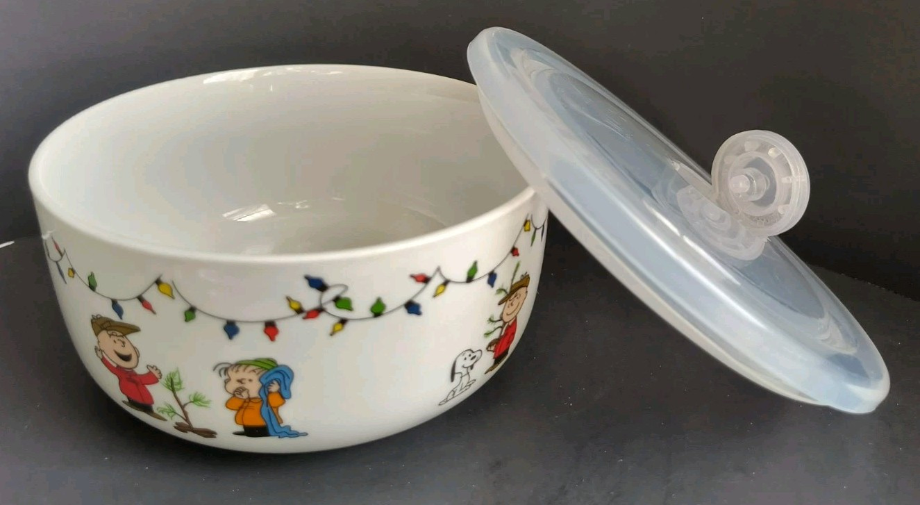 Peanuts Charlie Brown Snoopy Christmas Pressure Lid Food Storage Container NEW!